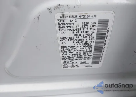 2013 Nissan Rogue Sv W/Sl Pkg z USA, uszkodzony, nr VIN JN8AS5MVXDW129629